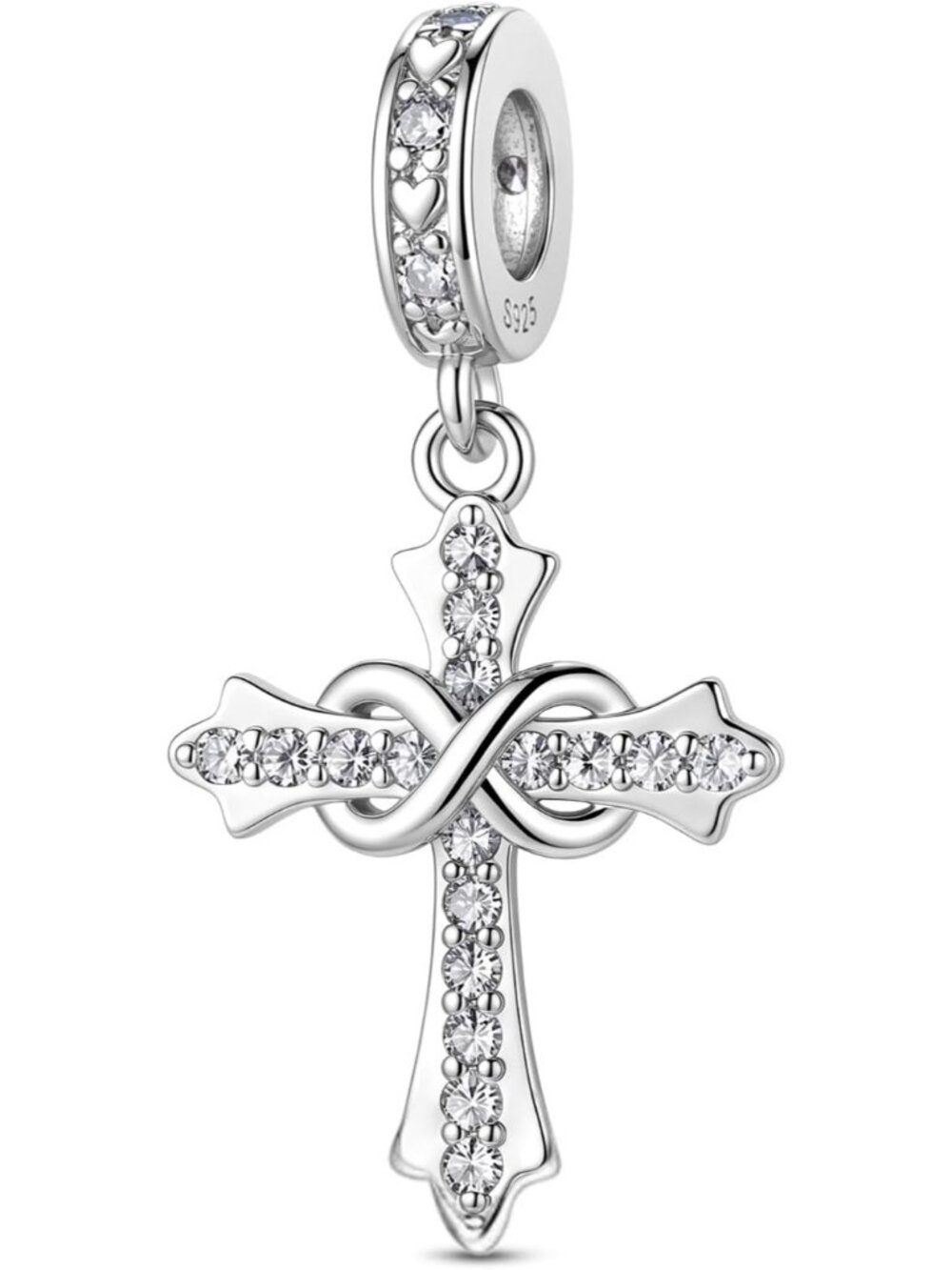 Women's Silver 925 Sterling Silver Birthstone Charm Cross Compatible Charms Bead